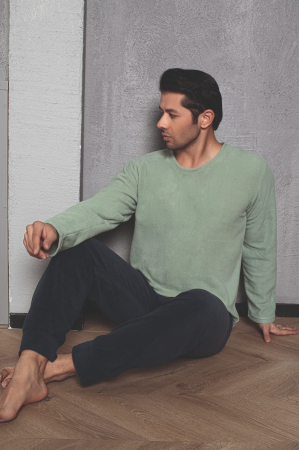 Pijama barbati cocolino polar, material fin, delicat si moale,verde/negru 803 [2]