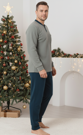 Pijama barbati cocolino polar, material fin, delicat si moale, verde 83 Craciun [1]