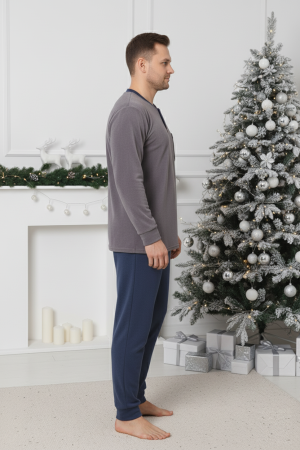 Pijama barbati cocolino polar, material fin, delicat si moale, gri 85 Craciun [1]