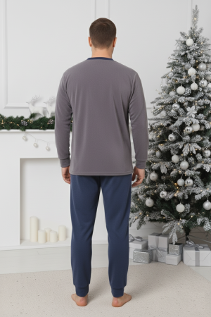Pijama barbati cocolino polar, material fin, delicat si moale, gri 85 Craciun [2]