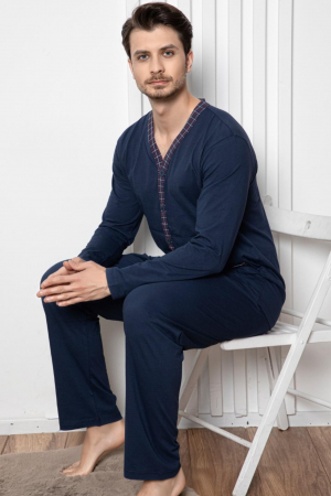 Pijama barbat bumbac ,cu maneci si pantaloni lungi, bluemarin [1]