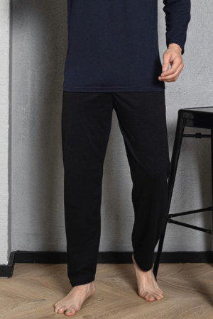 Pijama bumbac barbat, cu maneci si pantaloni lungi, imprimeu nautical dept, negru, embody.ro [1]