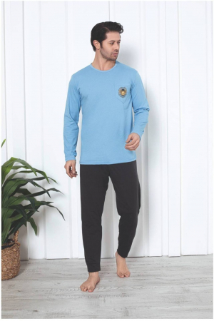 Pijamale - Pijama bumbac barbat, maneci si pantaloni lungi, imprimeu modern embody
