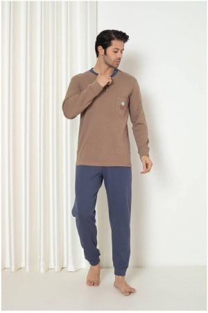 Pijama bumbac barbat, maneci si pantaloni lungi, imprimeu modern embody [0]