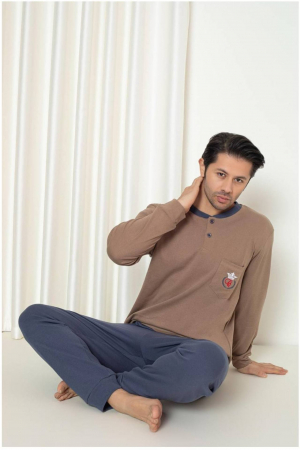 Pijama bumbac barbat, maneci si pantaloni lungi, imprimeu modern embody [1]