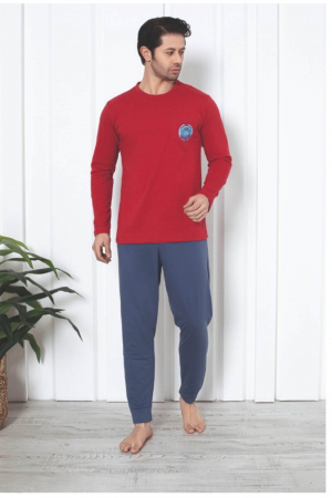 Pijamale - Pijama bumbac barbat, maneci si pantaloni lungi, imprimeu modern embody