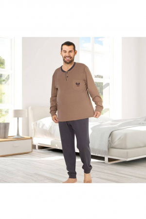 Pijama bumbac barbat, maneci si pantaloni lungi, imprimeu modern embody [1]