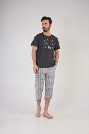 Pijama bumbac barbat marime mare cu maneci si pantaloni scurti, albastru, embody.ro [2]