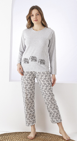 Pijama bumbac de Dama Confortabila, Set cu Bluza si Pantaloni lungi, gri  14087 [1]