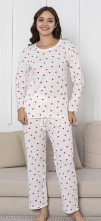Pijama bumbac de Dama Confortabila, Set cu Bluza si Pantaloni lungi, alb 16224 [1]