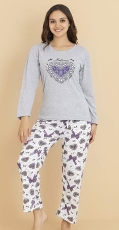Pijamale dama - Pijama bumbac de Dama Confortabila, Set cu Bluza si Pantaloni lungi, gri 16256