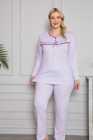 Pijamale dama - Pijama bumbac de Dama , Set cu Bluza si Pantaloni lungi, marime mare 1138
