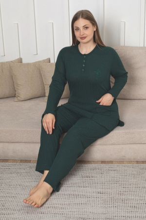 Pijama bumbac de Dama , Set cu Bluza si Pantaloni lungi, marime mare 700 verde [1]