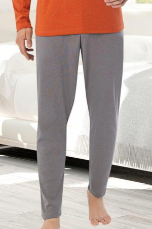 Pijama bumbac interlock barbat, maneci pantaloni lungi, imprimeu uni, portocaliu, embody.ro [2]