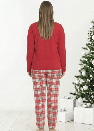 Pijama bumbac Dama, Bluza si Pantaloni lungi, batal, rosu 16401 cadou Craciun [2]