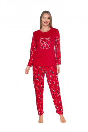 Pijama cocolino dama, imprimeu cadou Craciun, rosu 311 [2]