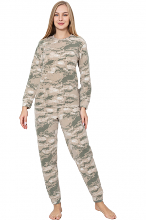 Pijama cocolino dama, imprimeu army, bej, embody.ro [2]