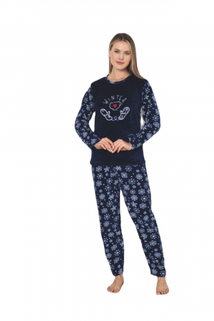 Pijama cocolino dama, imprimeu Craciun stelute winter, bluemarin 308 [2]