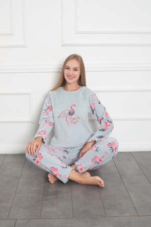 Pijama cocolino dama, imprimeu Flamingo, vernil 320 [1]