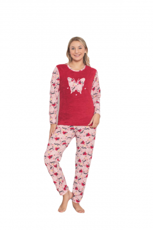 Pijama cocolino dama, imprimeu fluture, roz 324 [2]