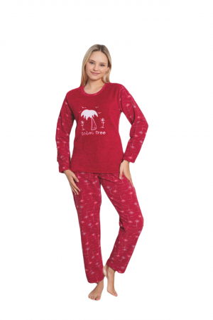 Pijama cocolino dama, imprimeu palm tree, rosu 316 [2]