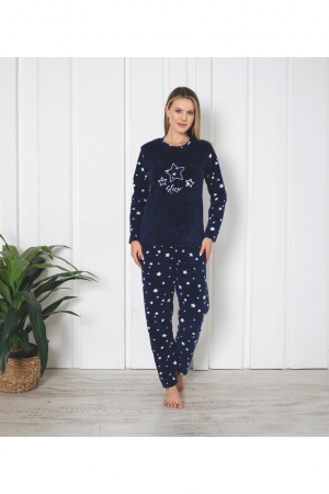 Pijama cocolino dama, imprimeu stelute sleep, bleumarin 309 [1]