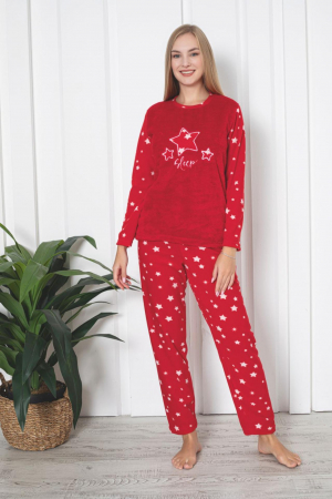 Pijama cocolino dama, imprimeu stelute sleep, rosu 305 [1]