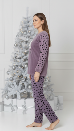 Pijama cocolino dama polar, pufoasa si calduroasa, mov 02140 cadou Craciun [2]