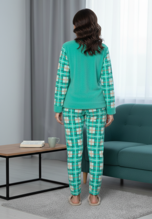 Pijama cocolino dama polar, pufoasa si calduroasa, verde 20509 [3]