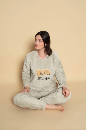 Pijama cocolino dama polar, pufoasa si calduroasa, gri 462 [1]