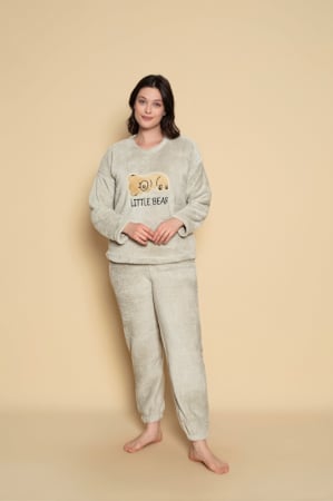 Pijamale - Pijama cocolino dama polar, pufoasa si calduroasa, gri 462