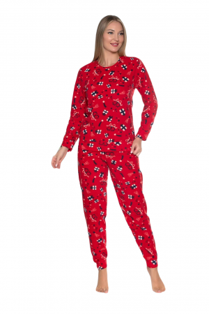 Pijama cocolino dama, soft polar, imprimeu Cadou de Craciun, rosu 513 [2]