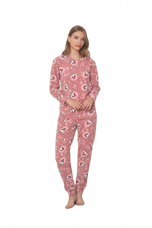 Pijama cocolino dama, soft polar, imprimeu pinguini de Craciun, corai 500 [2]