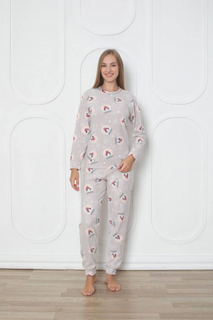 Pijama cocolino dama, soft polar, imprimeu pinguini, gri 504 [1]