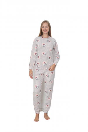 Pijama cocolino dama, soft polar, imprimeu pinguini, gri 504 [2]