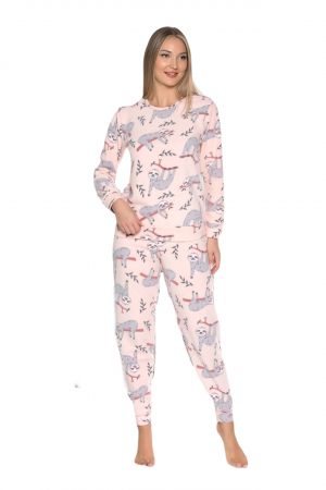 Pijama cocolino dama, soft polar, imprimeu relax, roz 511 [2]