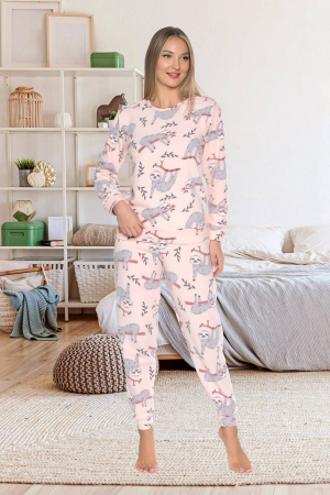 Pijama cocolino dama, soft polar, imprimeu relax, roz 511 [1]