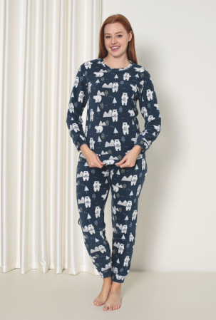 Pijamale dama - Pijama cocolino dama ultra soft polar, imprimeu  ursuleti 521