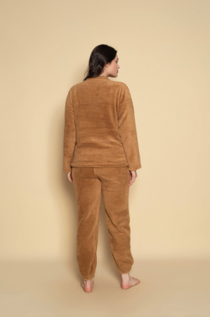 Pijama cocolino dama polar, pufoasa si calduroasa, maro 477 [1]