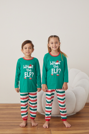Pijama copii, imprimeu Craciun din bumbac, verde 03003 [1]