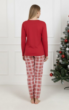 Pijama Craciun bumbac vatuit Dama, Bluza si Pantaloni lung, rosu 16398 [1]