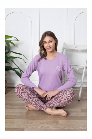 Pijama dama bumbac calitativ fin, roz/vernil 310, embody.ro [0]
