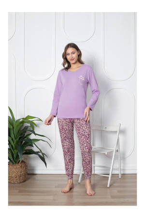 Pijama dama bumbac calitativ fin, roz/vernil 310, embody.ro [1]