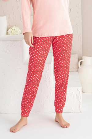 Pijama dama bumbac, confortabila, cu imprimeu Always, roz [2]