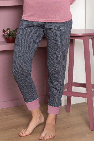 Pijama dama bumbac, maneci si pantaloni lungi, imprimeu ursuleti panda, roz, embody.ro [1]