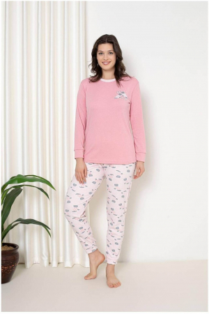 Pijamale familie - Pijama dama bumbac, imprimeu cadou cu baloane, mov 2055, embody.ro