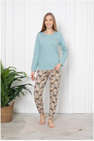 Pijamale familie - Pijama dama bumbac, imprimeu enjoy, vernil 107, embody.ro
