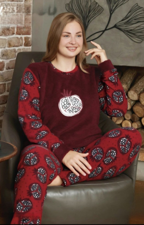 Pijamale - Pijama dama cocolino batal marime mare, pufoasa si calduroasa, 14216