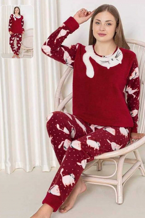 Pijamale dama marimi mari - Pijama dama cocolino batal-marime mare, pufoasa si calduroasa embody.ro