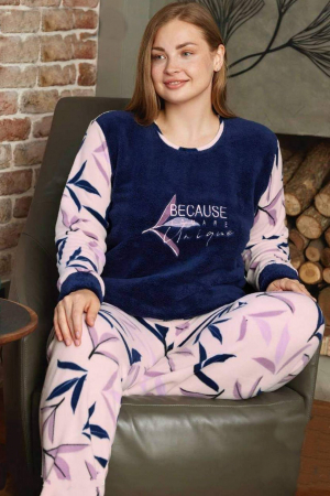 Pijamale dama marimi mari - Pijama dama cocolino batal-marime mare, pufoasa si calduroasa embody.ro
